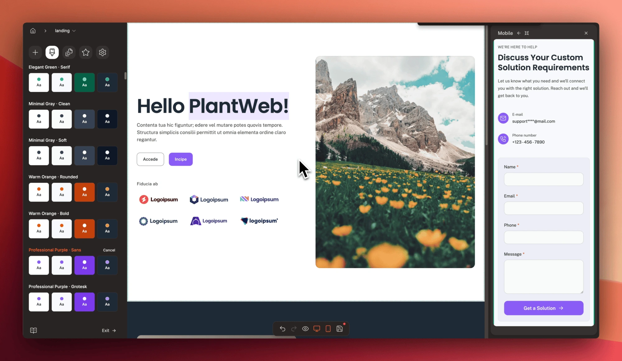 PlantWeb builder preview